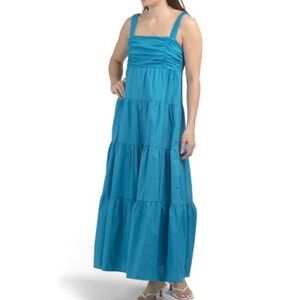 Magari Made In Italy Women Cobalt Blue‎ Sleeveless Tiered Maxi Dress Size M